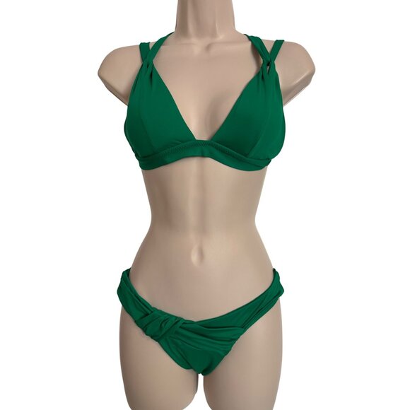 Becca Milani Hipster Two Piece Size XS/S Green Swim Bikini NWT $142 Removable Pa - Picture 1 of 7